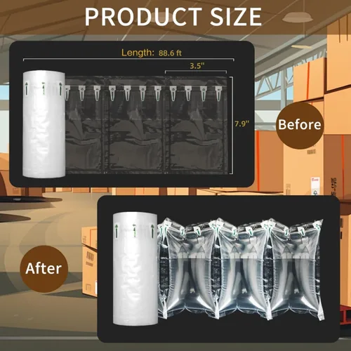 Vista 3 de Almohadas de aire de embalaje para envío, 300 bolsas de aire inflables con bomba, rellenos de bolso para ahorrar espacio, cojín de aire, paquete