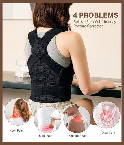 Vista 6 de URSEXYLY Corrector de postura de espalda para mujeres y hombres, soporte de hombro transpirable, alivio del dolor de espalda superior e inferior
