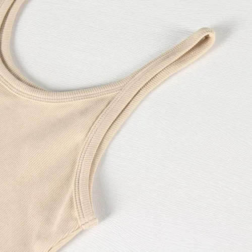 Vista 5 de GEMBERA Camiseta sin mangas acanalada con tirantes delgados y cuello redondo para mujer, ajustada, de algodón, básica, sin mangas