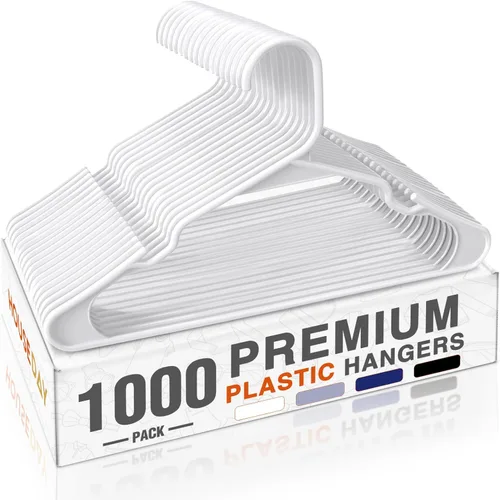 Vista 22 de HOUSE DAY Perchas de Plástico Premium Paquete de 10, Perchas para Ropa que Ahorran Espacio, Colgador Resistente para Abrigos - Organizadores