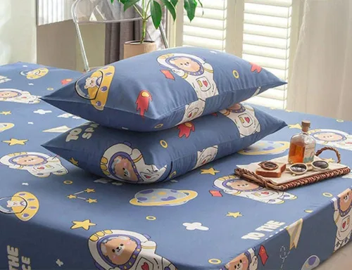Vista 5 de Sábana bajera ajustable de algodón de verano para niños, estampado de animé de dibujos animados, funda de cama para cama individual y doble