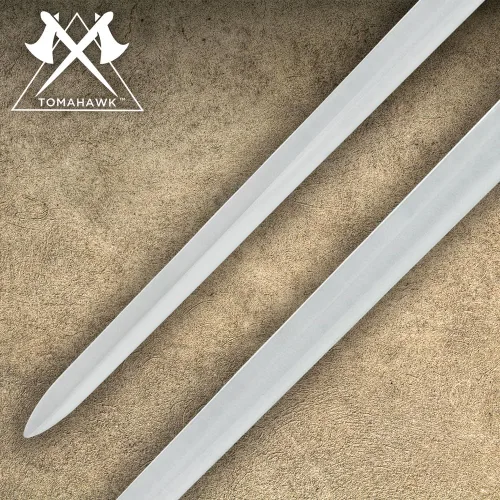 Vista 4 de Tomahawk - Espada ancha corta de guerrero de la Edad Media Hoja de doble filo de 17 pulgadas Espada ancha medieval Reproducción auténtica Mango