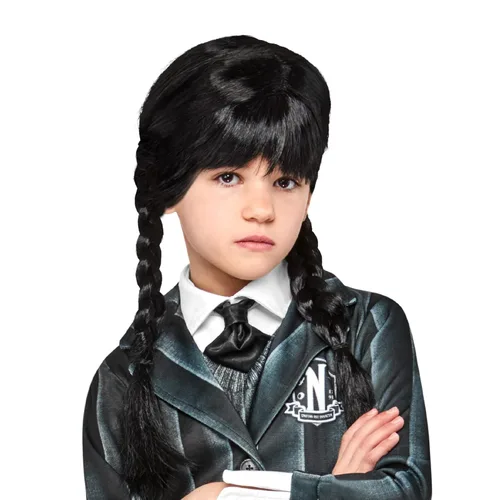 Rubies Serie de televisión del miércoles: Wednesday Addams Peluca para niños, niña sin tamaño