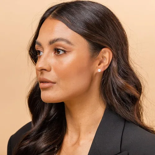 Vista 2 de PAVOI - Aretes de perlas AAA+ cultivadas de agua dulce, color blanco, oro de 14quilates