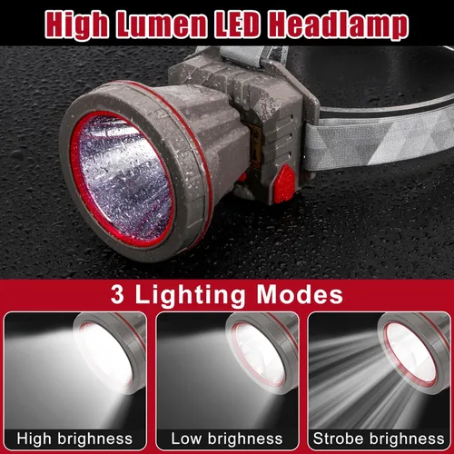Vista 2 de Linterna frontal súper brillante de caza de Coon, faro LED de alto lúmenes con pantalla de nivel de batería, foco recargable impermeable, manos