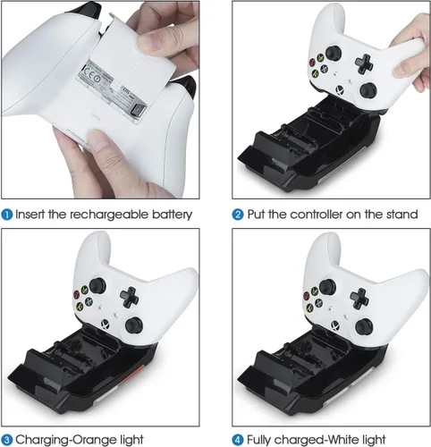 Vista 6 de Rii Xbox one Controller Charger with 2 Rechargeable Battery 800mAh Dual Charging Dock Station for Xbox OneOne SOne XElite Controller