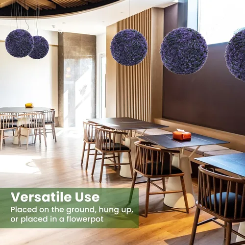 Vista 8 de Goplus 2 PCS Bolas Topiarias de Plantas Artificiales de 15 Pulgadas, Bolas Redondas de Lavanda Sintética para Exteriores, Esferas de Jardín