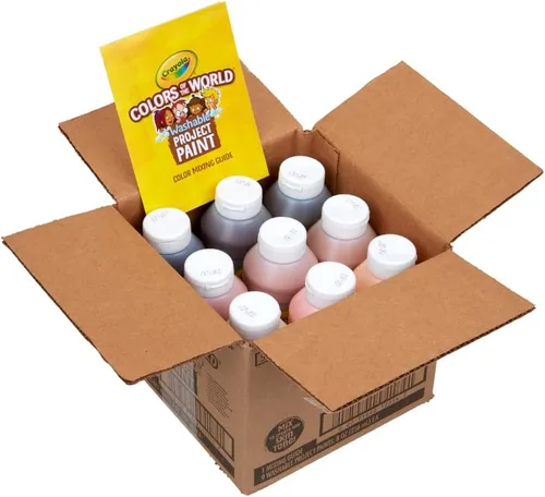 Crayola Colors Of The World - Pintura lavable, 8 onzas (9 unidades), pintura a granel en tono de piel, suministros de arte y manualidades para