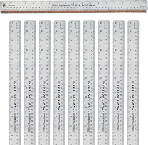 Vista 15 de Breman Precision Regla de metal con parte trasera de corcho de 12 pulgadas, borde recto, paquete de 2 unidades de 12 pulgadas, regla de metal