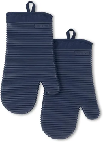 Vista 7 de KITCHENAID Juego de 2 guantes de horno de silicona suave acanalados, 7.5 x 13 pulgadas, color gris