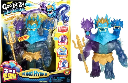 Heroes of Goo Jit Zu - Figura de Deep Goo Sea King Hydra con poder de Goo 3 en 1 de ataque triple. ¡Más acción de batalla con luz y sonido!