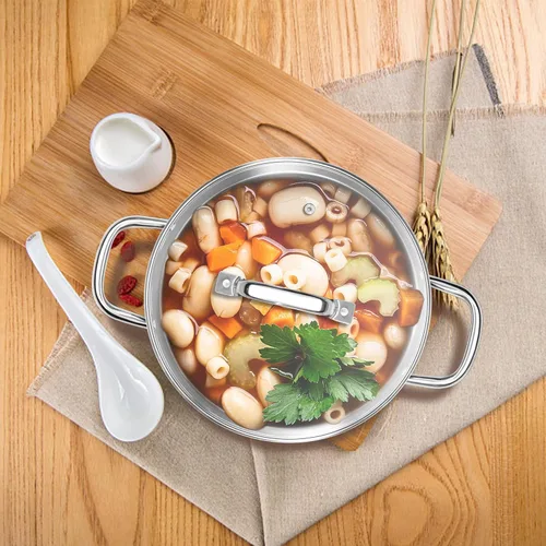 Vista 7 de Homikit - Olla de acero inoxidable de 4 cuartos de galón, olla de inducción con tapa para sopa, salsa de pasta, cocinar a fuego lento, parte