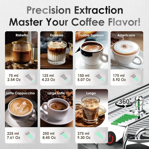 Vista 6 de 20-Bar Espresso Machine & Coffee Machine – Compatible with Nespresso, Keurig K Cup – Hot & Cold Brew, Milk Frother, Stainless Steel – 10 oz Espresso