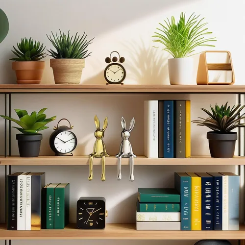 Vista 5 de Esculturas decorativas de conejo de 2 piezas, para el hogar, oficina, sala de estar, dormitorio, acentos, decoraciones, figuritas, pequeñas estatuas