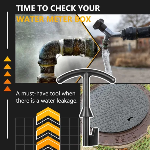 Vista 6 de Feekoon 1 paquete llave de caja de medidor de agua de 5.5 pulgadas, compatible con llave de cubierta de medidor de agua M07001, herramienta