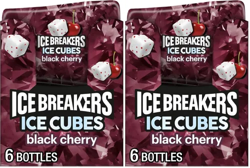 Vista 10 de ICE BREAKERS Ice Cubes - Botellas de goma de mascar sin azúcar con sabor a cereza negra, 3.24 onzas (6 unidades, 40 piezas)
