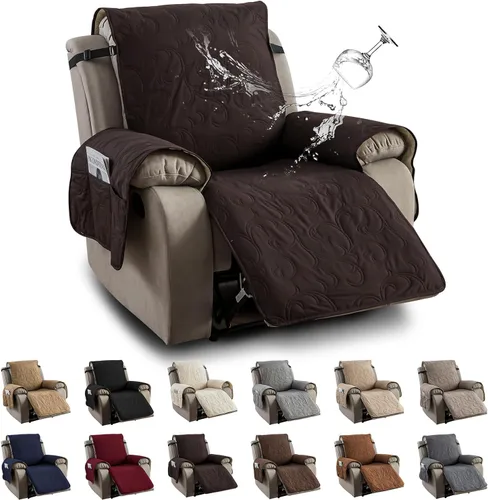 Vista 25 de Funda reclinable 100% impermeable para sofá biplaza, 4 piezas divididas para sofá reclinable de 2 asientos, funda de sofá reclinable antideslizante