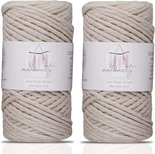 Vista 156 de Makromecity, Cordón de macramé de un solo hilo de 3 mm x 100 yardas (300 pies) de 3 mm de cordón de algodón azul bebé para arte y manualidades