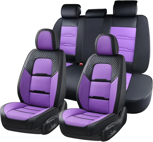 Vista 20 de Coverado Fundas de asiento delantero de automóvil, 2 piezas, protector de asiento de automóvil con soporte lumbar y reposacabezas extraíble, cojín