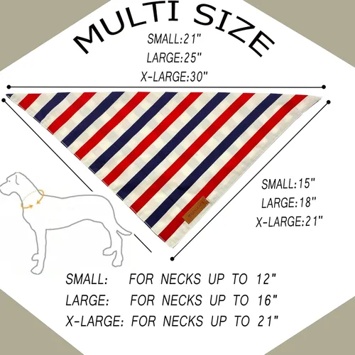 Vista 2 de Realeaf Bandanas para perros del 4 de julio, 2 unidades, bufanda reversible con bandera estadounidense para niños y niñas, tela duradera de primera
