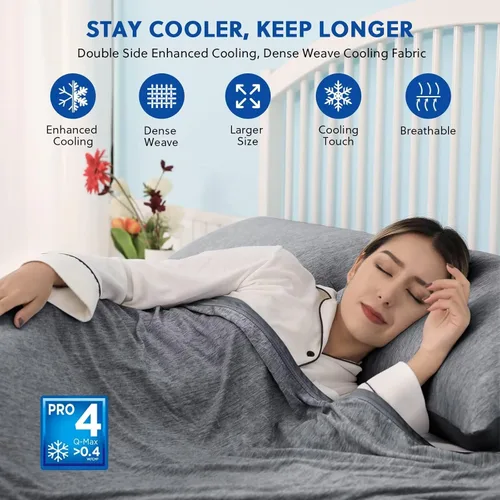 Vista 2 de HOMFINE - Manta refrescante para personas que duermen con calor, delgada, ligera, transpirable, doble cara, para cama, sofá y sillón, ideal
