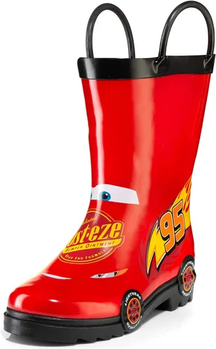 Disney Cars - Botas de lluvia de goma impermeables fáciles de poner con estampado de personajes McQueen para niños (niñosniños pequeños)