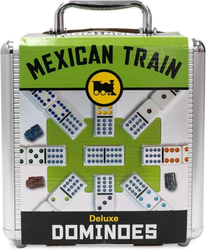 Vista 2 de Front Porch Classics, Juego de dominó de tren mexicano de aluminio, 2 a 8 jugadores de 8 a 99 años