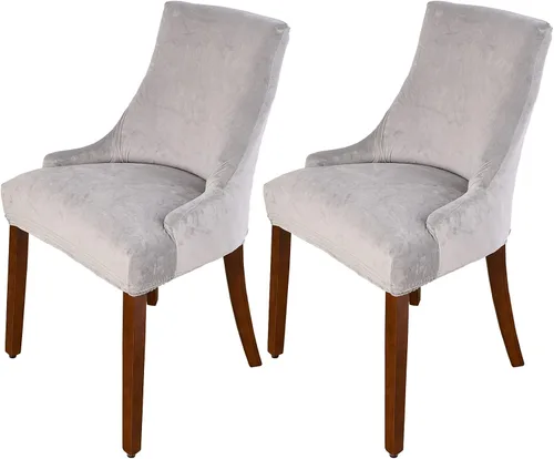 Vista 29 de MIFXIN Funda de terciopelo para silla lateral, elástica, lavable, inclinada, protector de asiento para comedor, banquete, decoración de fiesta