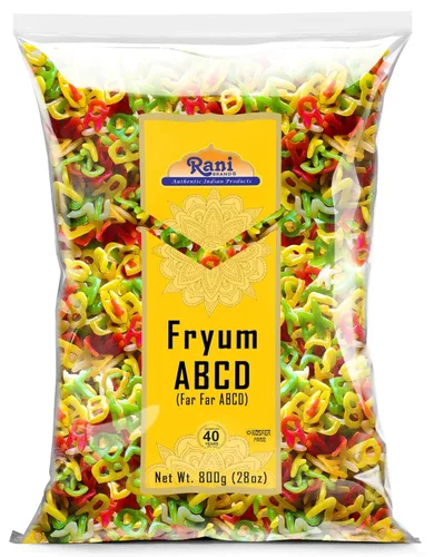 Vista 22 de Rani Far Far / Fryums (pellet de trigo y tapioca) Forma ABCD 7 oz (200 g) ~ Vegano, Kosher, sin cocinar, utilizado para hacer papad, bhungra
