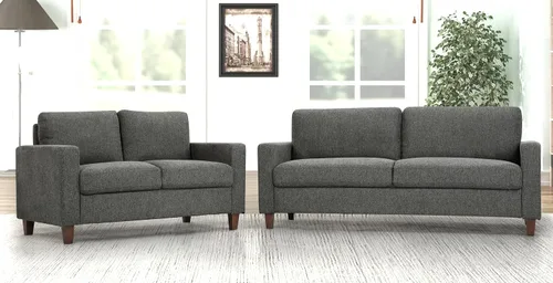 Container Furniture Direct Miles - Juego de sofá y sofá biplaza de 2 piezas con almohadas reversibles, sofá moderno de mediados de siglo para Gris