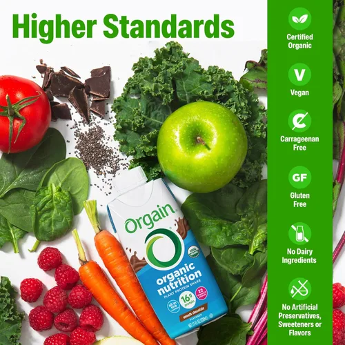 Vista 7 de Orgain Organic Nutritional Batido de Proteína Vegana Orgánico, Chocolate Suave - 16g Proteína a Base de Plantas, Sustituto de Comida, 22 Vitaminas