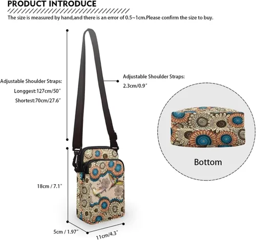 Vista 5 de Small Crossbody Bags with Zipper and Multiple Shoulder Strap, Waist Bag for Women Men