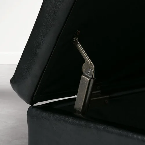 Vista 6 de SIMPLIHOME Avalon - Banco otomano de almacenamiento – Banco otomano rectangular tapizado de cuero vegano tapizado de 48 pulgadas de ancho en negro