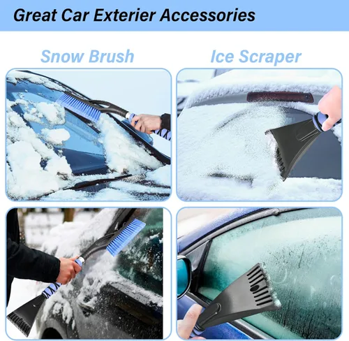 Vista 2 de 27" Snow Brush and Ice Scrapers Detachable Pivoting, Soft Bristle Head,Foam Grip, for Car,Trucks,or SUV Window & Windshield Tool (1pcs)