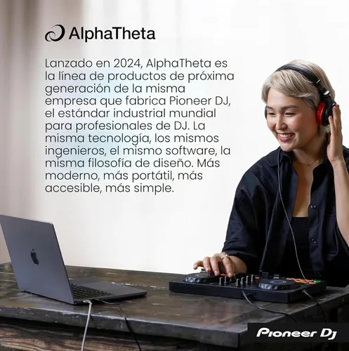 Vista 2 de Pioneer DJ AlphaTheta DDJ-FLX2 Paquete de controlador DJ compacto de 2 canales con estuche, cable para instrumentos y paño de pulido Austin Bazaar