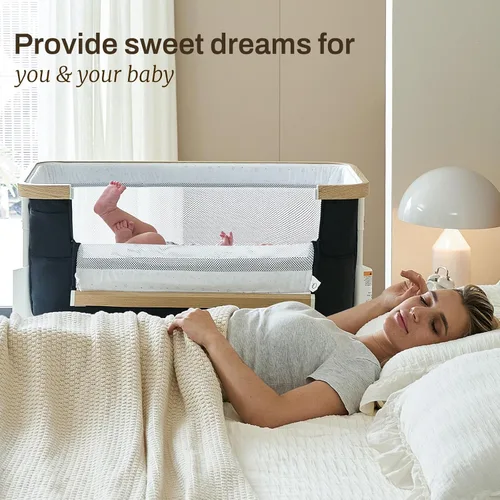Vista 7 de Moisés eléctrico para bebé con movimiento mecedor, 3 en 1, para recién nacido con 5 alturas ajustables, cama automática para niño/niño, color negro
