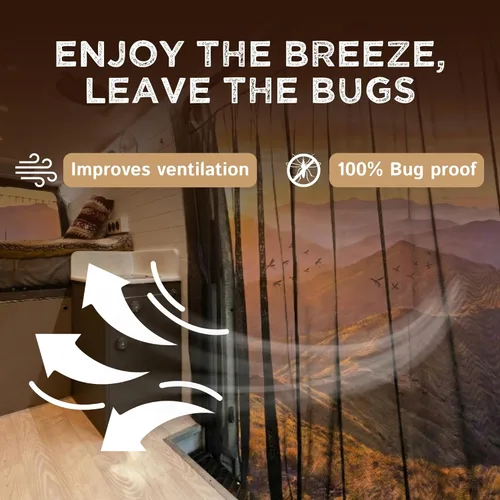 Vista 6 de Living in a Bubble Van Bug - Pantalla para techo estándar Mercedes Sprinter y Ford Transit y High Roof RAM Promaster, mosquitero de puerta lateral