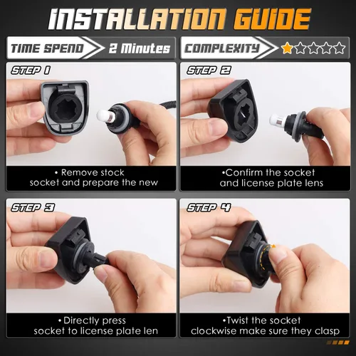 Vista 7 de HERCOO Luces LED para matrícula, cubierta de lente y arnés de cable de la lámpara trasera compatible con Silverado Sierra Avalanche Suburban