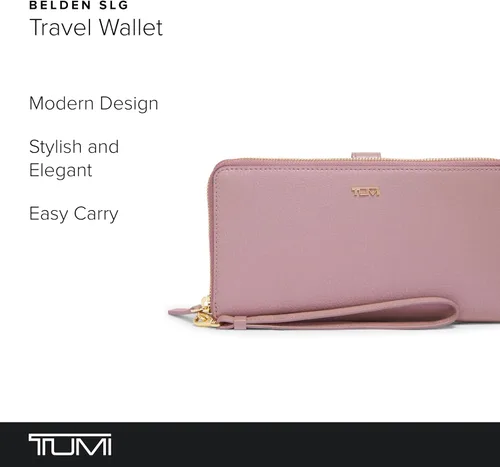 Vista 2 de TUMI - Cartera de viaje de piel Belden para mujer - Cartera para tarjeta y pasaporte, Rosado Perla, Cartera de viaje Belden