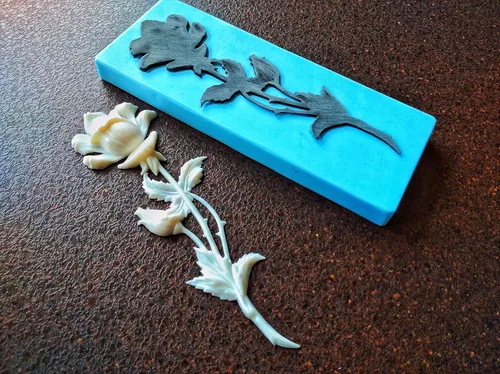 Vista 5 de Chic Rose silicone mold, Wall Decor central applique silicon form Furniture Appliques roses molds