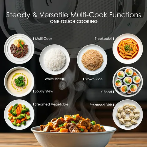 Vista 3 de MAGiC COM Olla arrocera, 20 tazas (cocidas) 10 tazas (sin cocinar) cocina saludable con un solo toque con 15 modos de menú, olla
