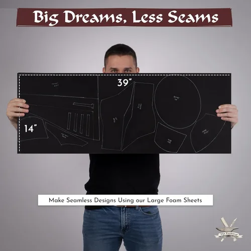 Vista 2 de Espuma EVA de Retención de Forma para Cosplay 2mm (1mm-10mm) 35.56x99.06 cm Negra o Blanca. Láminas de Espuma EVA de Alta Densidad de 85 kg/m3