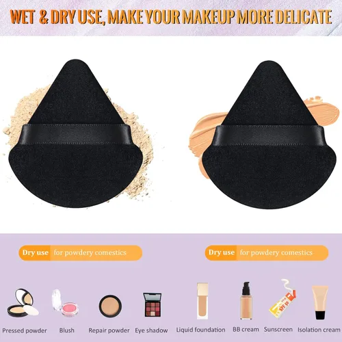 Vista 4 de Meanplan 100 esponjas de maquillaje suaves triangulares para la cara, esponjas de maquillaje suaves para terciopelo suelto, base cosmética, esponja
