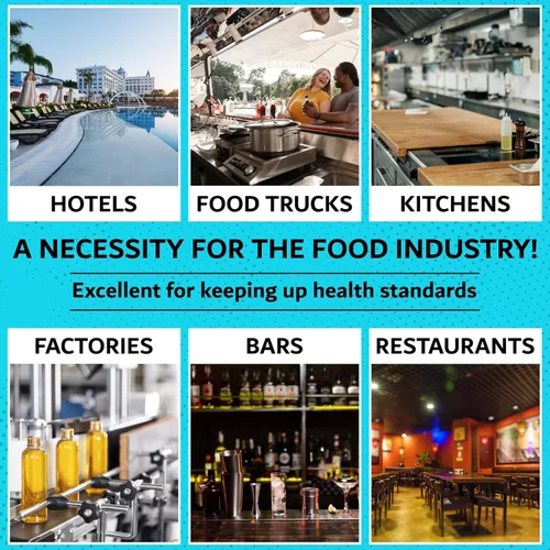 Vista 4 de Tiras de prueba de cloro para restaurantes y servicios de alimentos, 1 frasco de 100 tiras de prueba de desinfectante para cocinas, kit de prueba