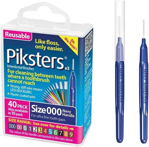 Vista 13 de Piksters Cepillos interdentales, 40 unidades, tamaño 0, cepillo interdental para dientes para espacios muy estrechos, cerdas suaves para encías