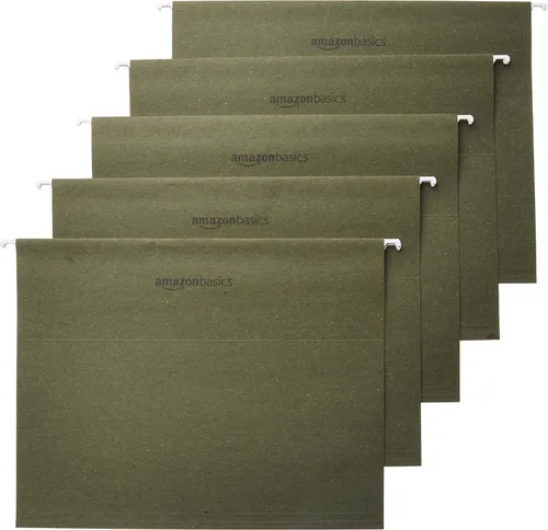 Vista 11 de Amazon Basics Carpetas colgantes para archivos, tamaño carta, aguamarina, paquete de 25