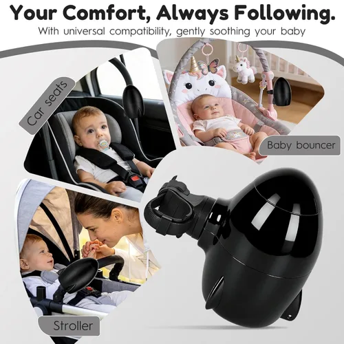 Vista 3 de Mecedora portátil para cochecito de bebé, balancín automático manos libres y chupete de sueño con velocidad ajustable, dispositivo mecedora