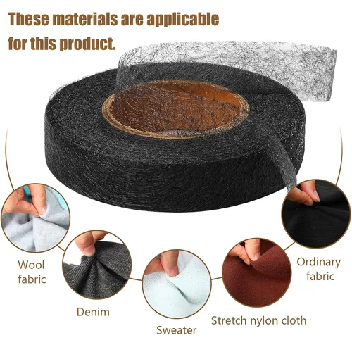 Vista 6 de Outus 2 rollos de cinta de dobladillo de tela adhesiva para planchar sin coser para pantalones cada uno 1/2 pulgada