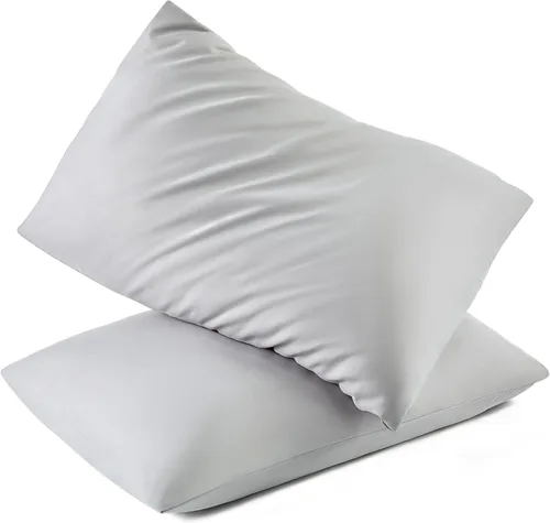 Vista 15 de TILLYOU Paquete de 2 fundas de almohada para niños pequeños con cierre de sobre, 13" x 18" de microfibra sedosa y suave, fundas de almohada de viaje