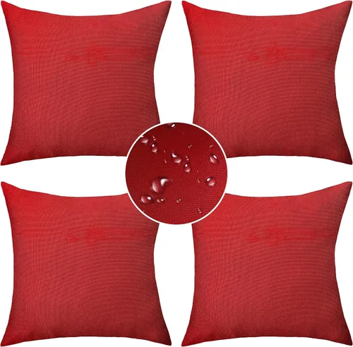 Vista 14 de Demetex Fundas de almohada de exterior de 16 x 16 pulgadas, impermeables, fundas de almohada decorativas de lino para sala de estar, balcón, jardín
